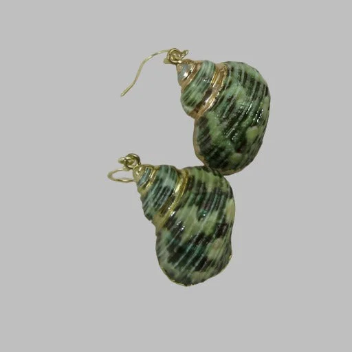 Handcrafted silver necklace for men with personalized designs and artisanal craftsmanship -Green Sea Shell Earrings Ocean Jewelry