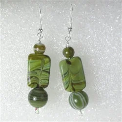 Crystal drop necklace for women with sparkling stones and modern design -Green Line Agate Drop Earrings