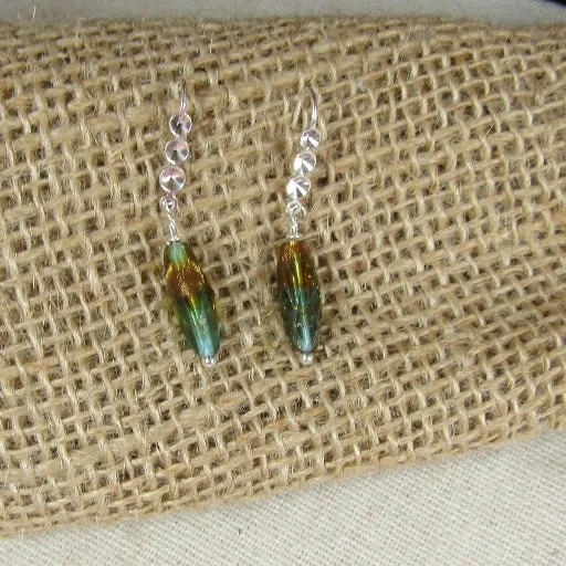 Rose gold necklace for women with a delicate, modern design and light shine -Amber & Green Bead Drop Earrings