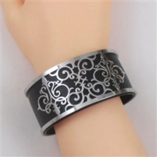 Designer gemstone necklace for women with rare stones and intricate settings -Black Wide Cuff Bangle Bracelet in Leather