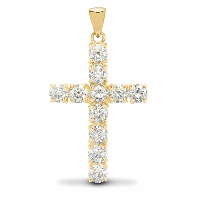 Designer statement necklace for women with oversized beads and vibrant colors -18ct Yellow Gold Diamond Cross