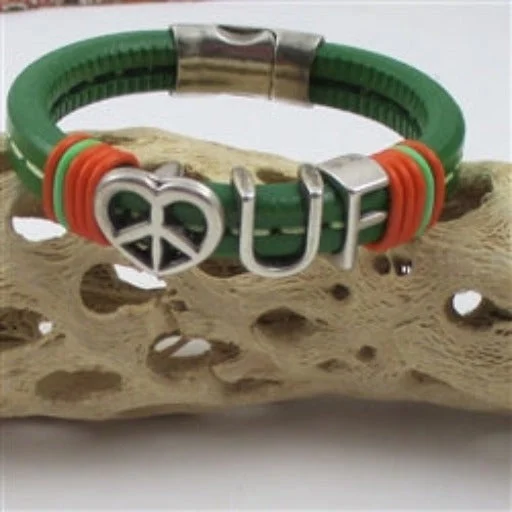 Elegant bridal necklace for women with sparkling stones and delicate craftsmanship -Florida Gator's Green and Orange Leather Bracelet