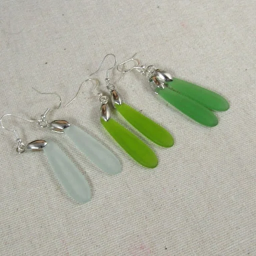 Unique geometric necklace for women with clean lines and sharp angles -Green Recycled Sea Glass Earrings