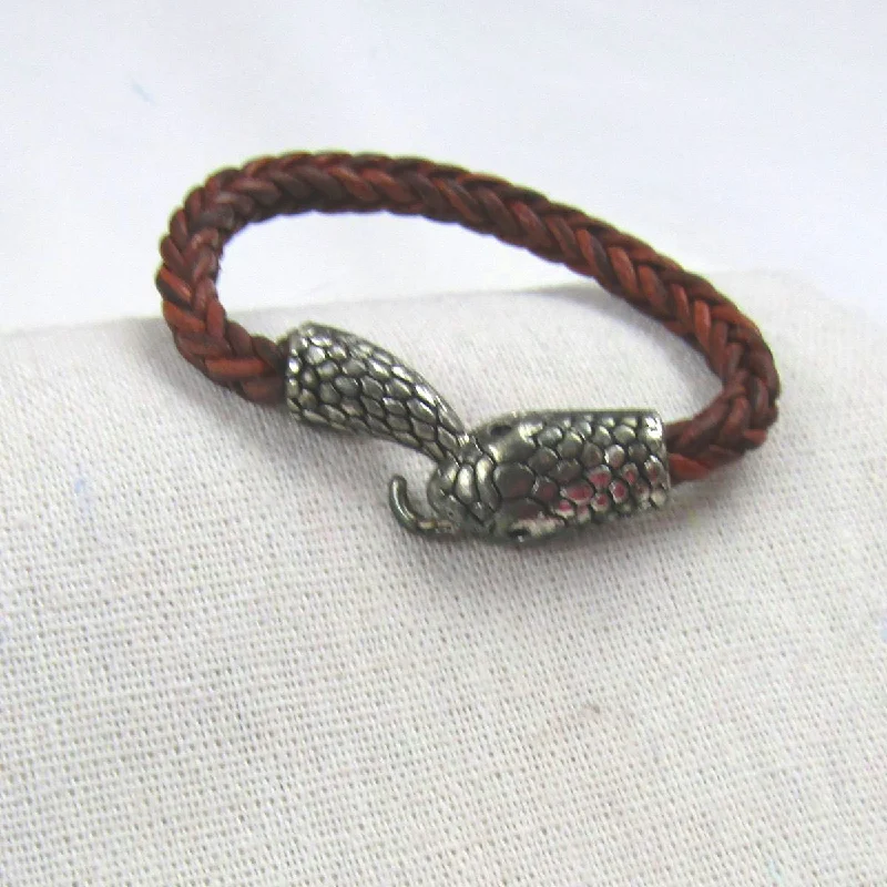 Leather and metal necklace for men with rugged design and masculine appeal -Child's Brown Braided Leather Bracelet