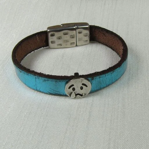 Personalized name necklace for women with custom engraving for a unique gift -Childs Sad Face Leather Bracelet