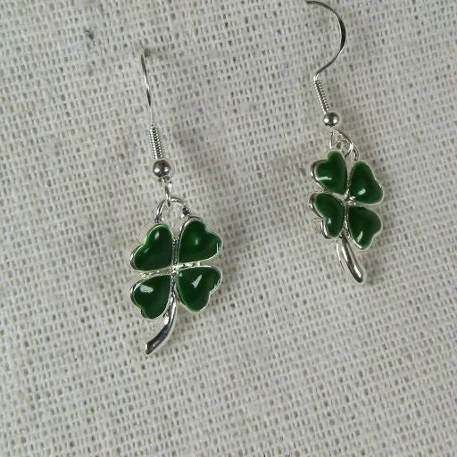 Unique art deco necklace for women with geometric shapes and vintage influence -Four Leaf Clover Drop Earrings