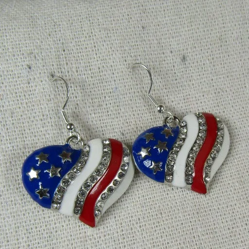 Simple silver necklace for men with a subtle design and contemporary feel -American Flag Heart Earrings Silver