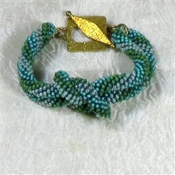 Trendy layered necklace for women with different textures and mixed metal designs -Beaded Bangle Bracelet in Shades of Green