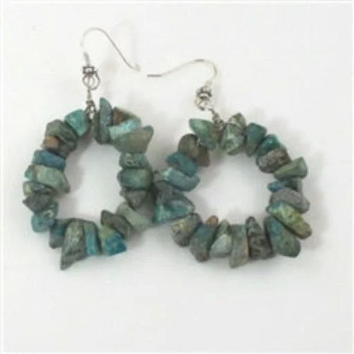 Vintage-inspired necklace for women with antique-style beads and intricate designs -Chrysocolla Gemstone Nugget Hoop Earrings