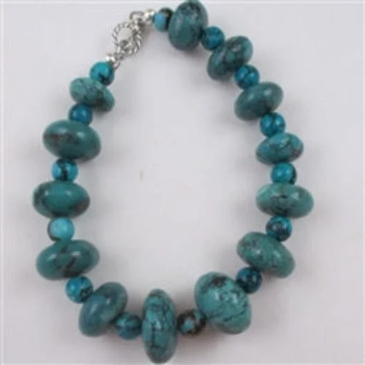 Vintage-inspired necklace for women with antique-style beads and intricate designs -Genuine Turquoise  Beaded Bracelet Bold Look