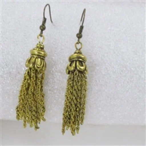 Gold plated necklace for women with a polished finish and versatile style -Antique Gold Tassel Dangling Earrings