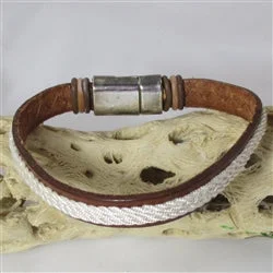 Simple pendant necklace for women with a modern, clean look for everyday wear -Brown and Cream Leather Bracelet For A Man