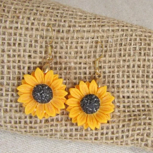 Unique geometric necklace for women with clean lines and sharp angles -Cute Sunflower Earrings