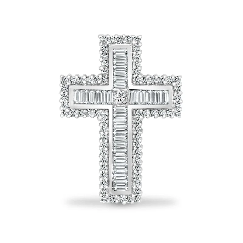 Silver cross necklace for men with a simple, meaningful design for daily wear -18ct White Gold Diamond Cross