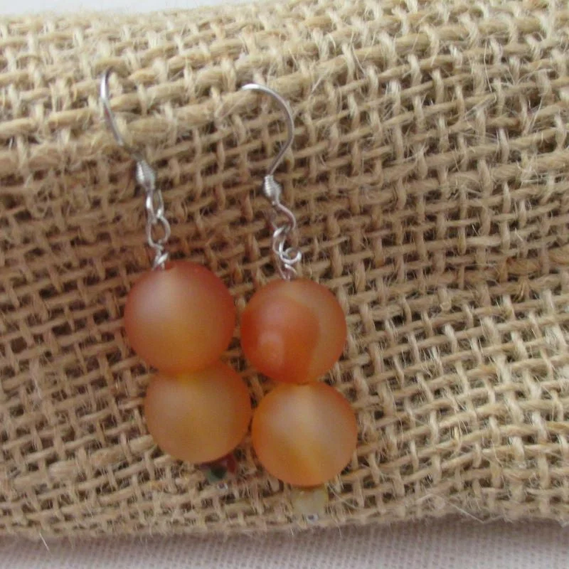 Unique art deco necklace for women with geometric shapes and vintage influence -Carnelian Gemstone Drop Earrings