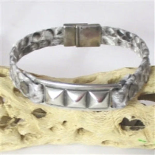 Nature-inspired necklace for women with floral designs and earthy colors -Grey Snakeskin Man's Leather Bracelet