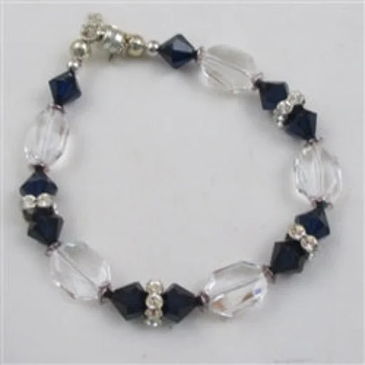 Classic diamond necklace for women with a single, stunning stone pendant -Indigo and Crystal Bracelet