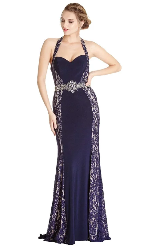 Plus size dresses with comfy flows feel gentle -Dress for mature women-Aspeed Design - Lace Halter Sheath Evening Dress