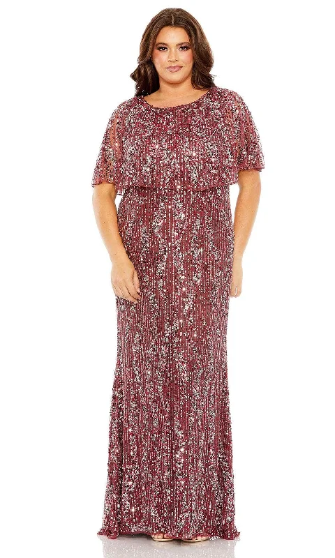 Plus size dresses for outdoor parties stay fun -Dress for tall women-Mac Duggal 93867 - Allover Sequined Cape Sleeve Evening Dress