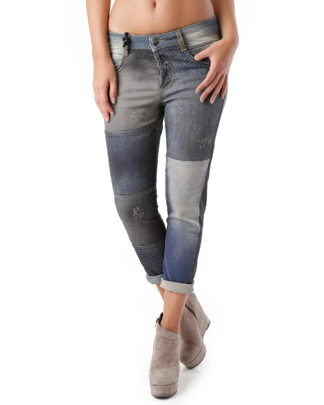 Yoga Jeans for Stretch -Denim jeans for outdoor adventures-Worn Out Effect Jeans with Button Fastening and Pockets