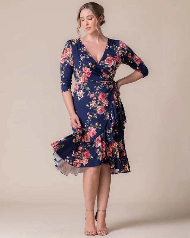 Plus size dresses with supportive linings feel great -Dress with sheer fabric-Flirty Flounce Wrap Dress - Sale!