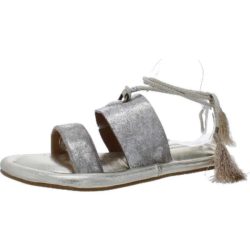 Comfortable sandals for women with extra padding and wide fit options-Johnston & Murphy Womens Zoey Faux Suede Metallic Slide Sandals