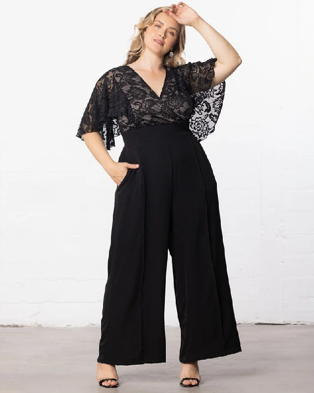 Plus size dresses with sleek finishes stay polished -Dress for Thanksgiving-Helena Lace Jumpsuit - Sale!