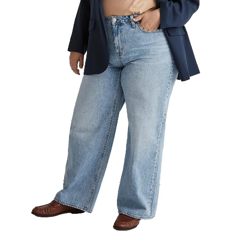 Low Waisted Jeans for Casual -Denim jeans for curvy women-Madewell Womens Plus High Waist Light Wash Wide Leg Jeans