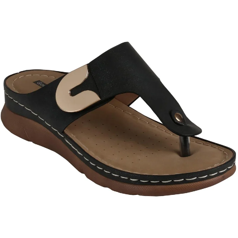 Stylish sandals for men with leather straps and simple yet sophisticated design-Good Choice Womens Sam Slip On Faux Leather Thong Sandals