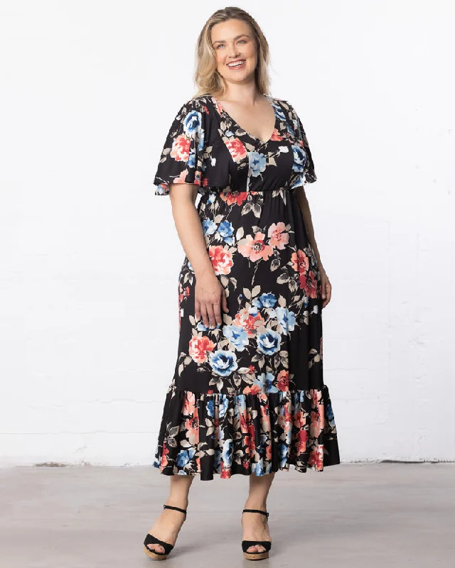 Plus size dresses featuring ruffle details add charm -Dress for engagement parties-Madrid Maxi Dress - Sale!