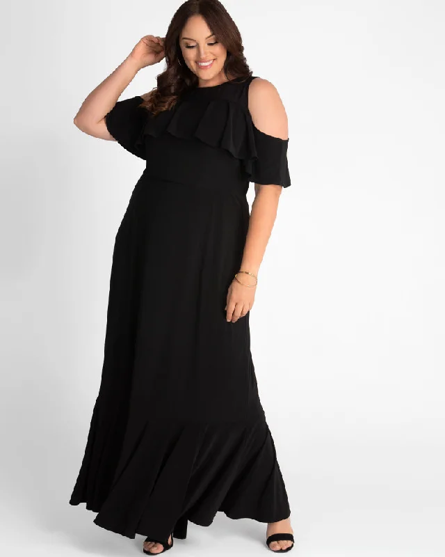 Plus size dresses with sleek designs suit all -Dress for dance parties-Piper Cold Shoulder Maxi Dress - Sale!