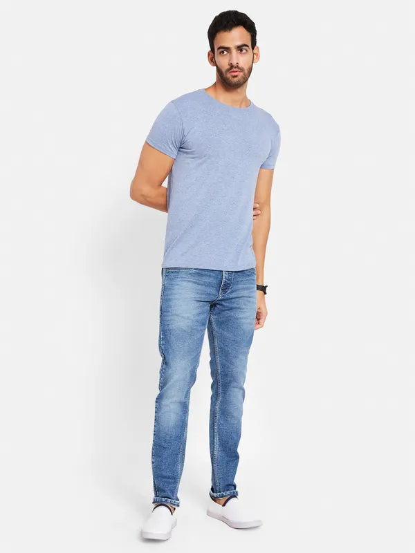 Flare Jeans for Retro Vibe -Denim jeans for tall men-Octave Men Skinny Fit Heavy Fade Clean Look Stretchable Cotton Jeans