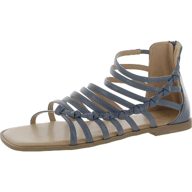 Casual sandals for men with rubber footbed and adjustable buckle for easy wear-Journee Collection Womens Square toe Strappy Gladiator Sandals