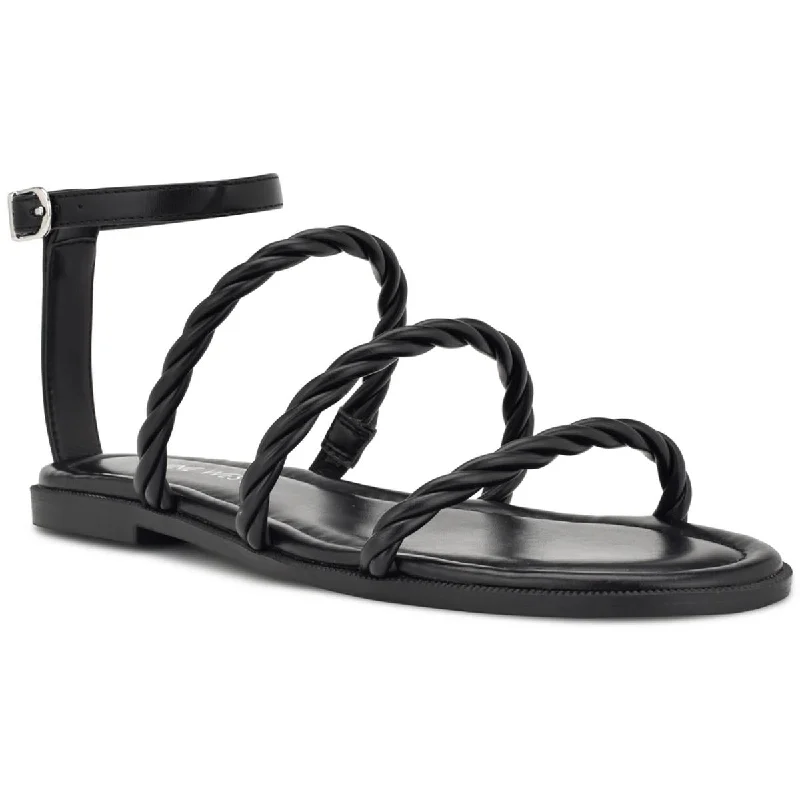 Comfortable sandals for women with contoured footbed and easy-to-adjust straps-Nine West Womens Faux Leather Strappy Sandals