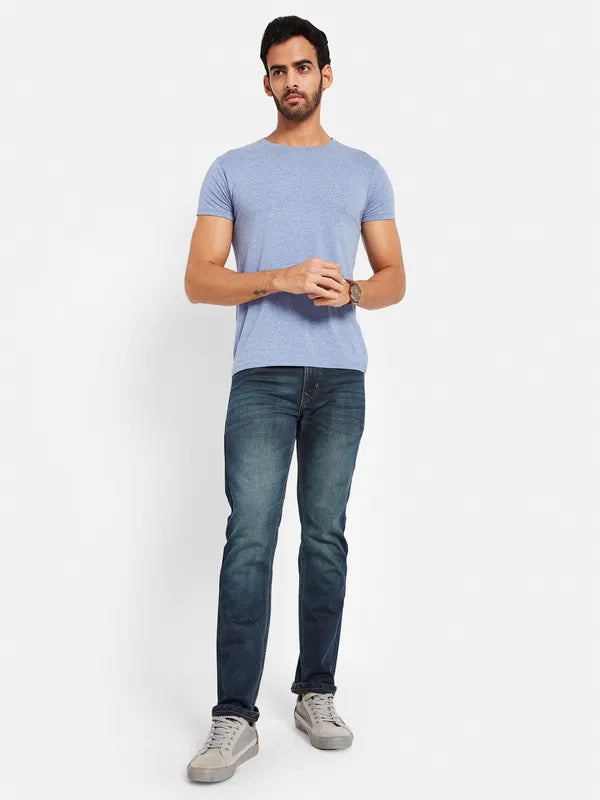 Cropped Jeans for Summer Look -Denim jeans for work-Octave Men Light Fade Clean Look Stretchable Cotton Jeans