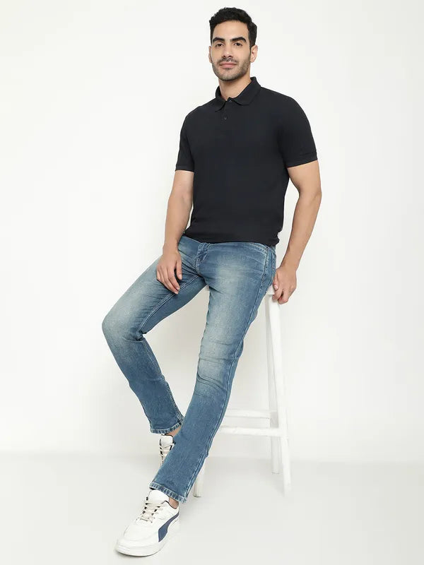 Weekend Jeans for Lazy -Denim jeans for blazers-Octave Men Regular Fit Heavy Fade Stretchable Cotton Jeans