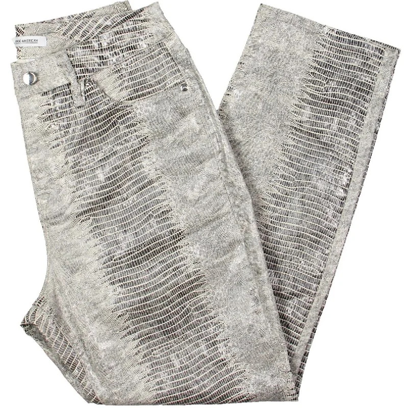 Mini Skirt Jeans for Flirty -Denim jeans with mom fit-Good American Womens Snake Print Cotton Straight Leg Jeans