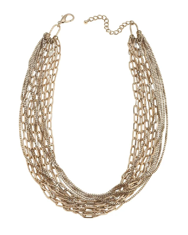 Plus size dresses with sleek finishes stay polished -Dress with pockets-Soren Layered Mixed Media Chain Statement Necklace