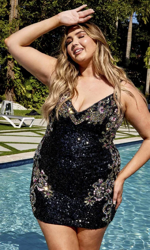 Plus size dresses for chic evenings glow quietly -Dress with sequins-Primavera Couture 14029 - Sequin Sleeveless Cocktail Dress