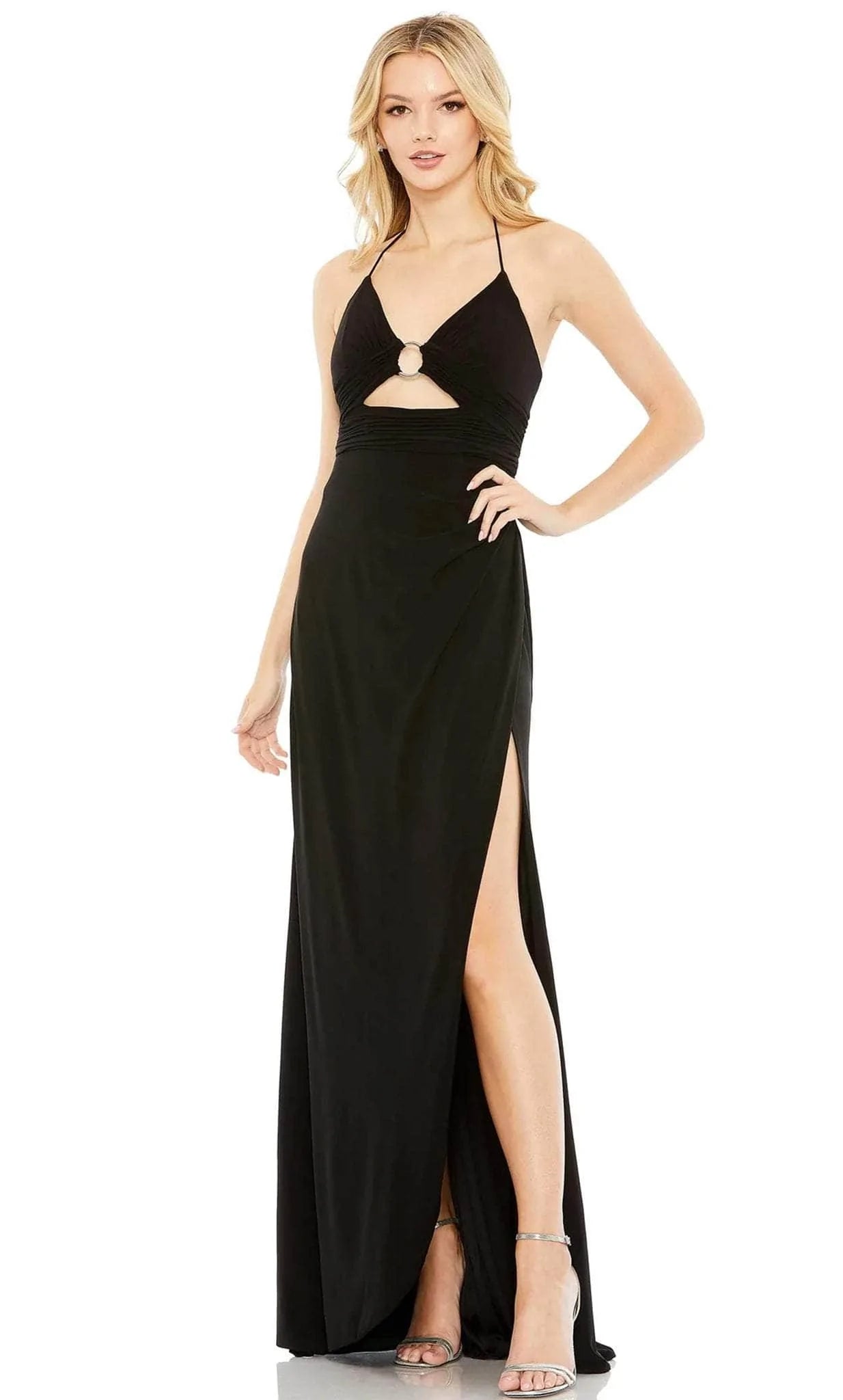 Plus size dresses for outdoor events stay comfy -Dress for work-Ieena Duggal 68183 - Halter Tied Column Classic Prom Dress