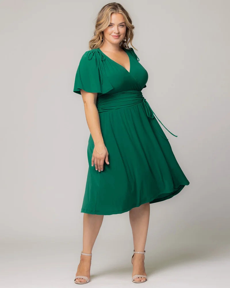 Plus size dresses with sturdy seams last long -Dress for 1950s style-Jemma Ruched Tie Dress