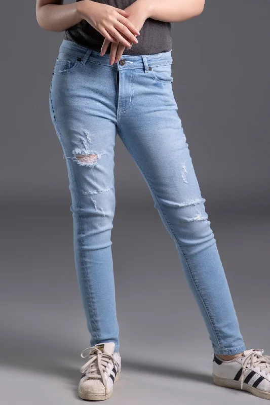 Sustainable Jeans for Eco -Denim jeans for luxury brands-Stretchable Ripped Jeans (Sugar)