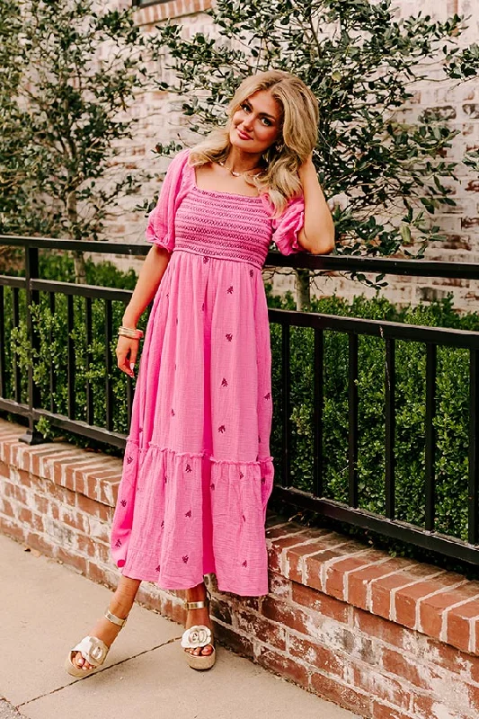 Plus size dresses with sleek silhouettes look sharp -Dress for cosplay-Farmers Market Stroll Smocked Maxi in Pink