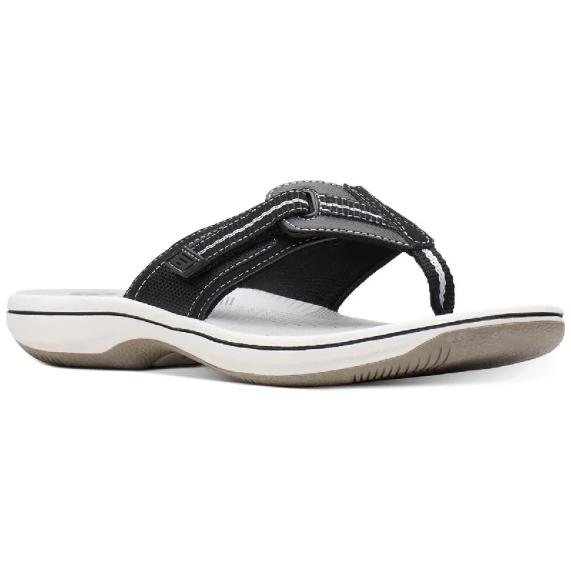 Fashionable sandals for men with woven design and slip-resistant soles for outdoor wear-Clarks Womens Faux Leather Thong Sandals