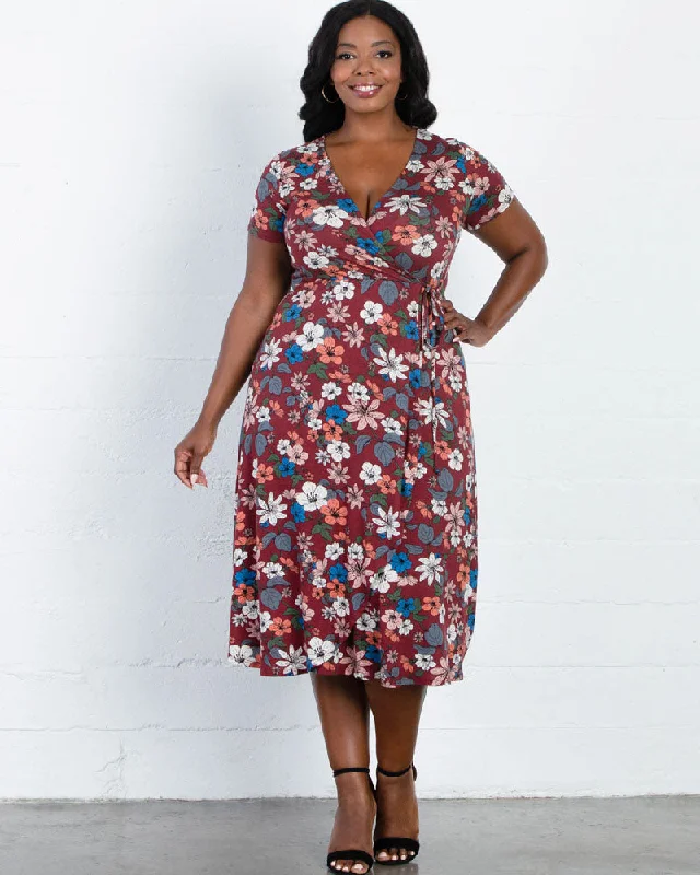 Plus size dresses with unique necklines add flair -Dress for Christmas-Farrah Faux Wrap Dress - Sale!