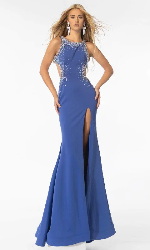 Plus size dresses with comfy fits ease days -Dress for parties-Ava Presley 39237 - Jewel Neck Cutout Prom Gown