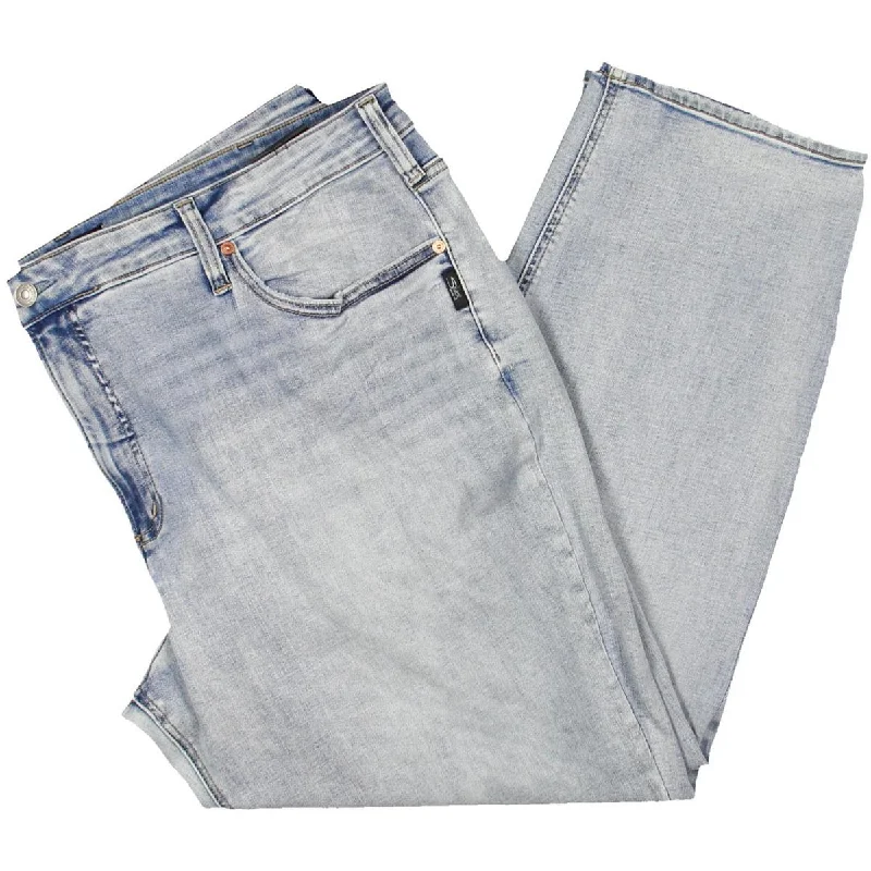 Mini Skirt Jeans for Flirty -Denim jeans with mom fit-Silver Jeans Co. Womens Plus Mid Rise Distressed Ankle Jeans