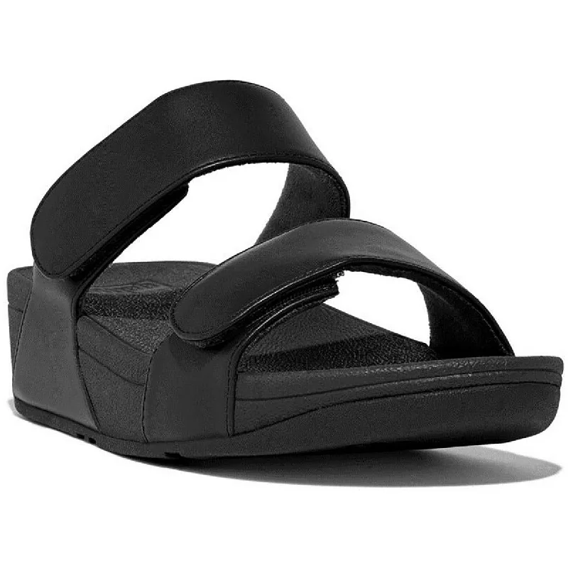 Summer sandals for women with breathable design and comfortable fit-Fitflop Womens Lulu Leather Adjustable Wedge Sandals