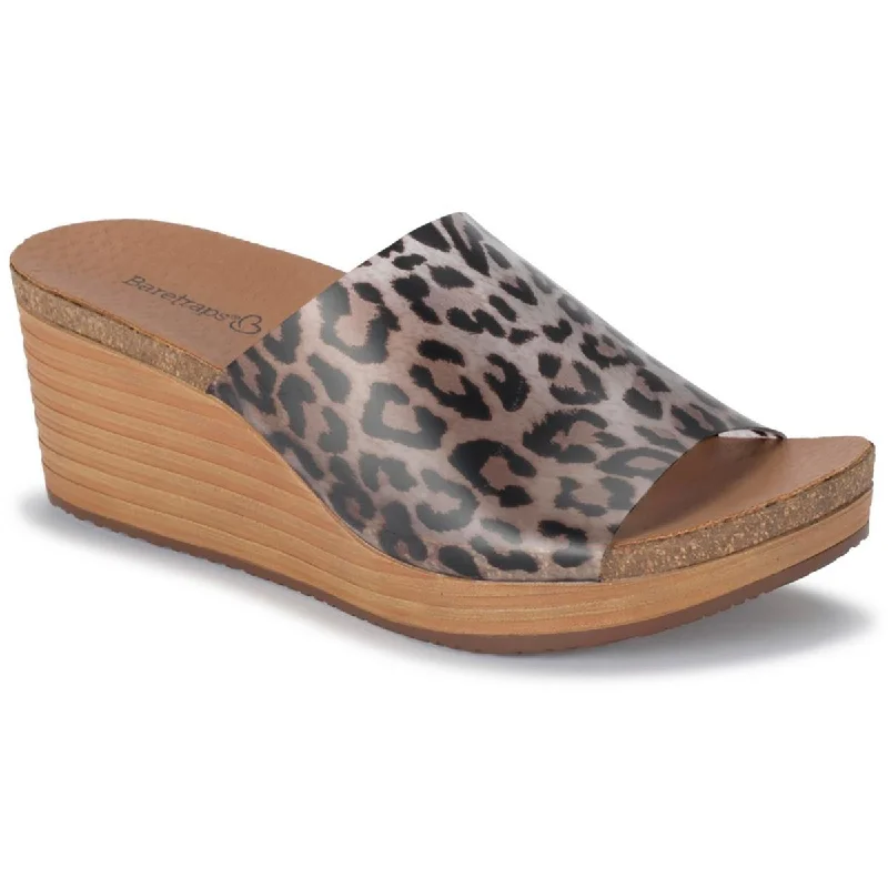 Comfortable sandals for men with textured footbed and durable straps for long wear-Baretraps Womens YALISSA Animal Print Vinyl Mule Sandals