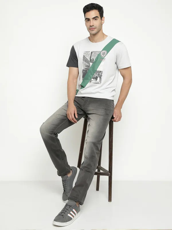 Valentine's Day Jeans for Romantic -Denim jeans for brunch-Octave Men Mid-Rise Heavy Faded Dark Shade Stretchable Jeans